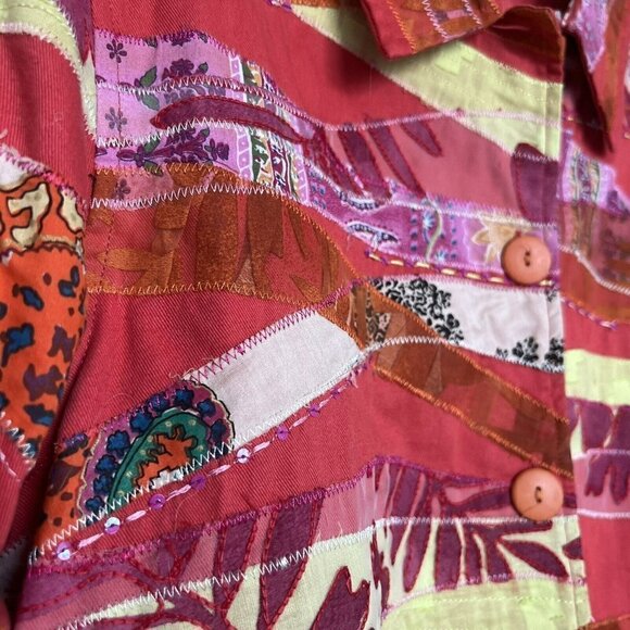 Coldwater Creek Multi-color Embroidered Patchwork Quilted Bohemian Jacket Large - Picture 6 of 10